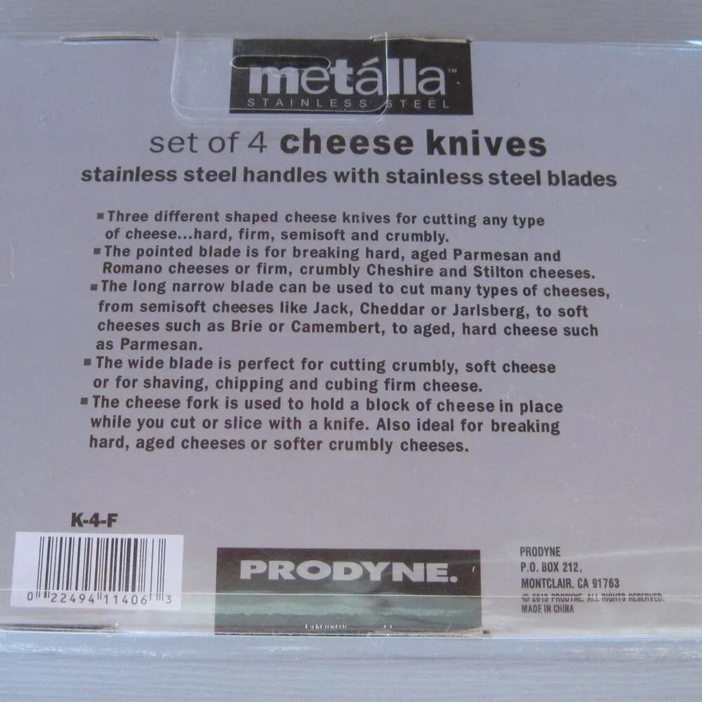 Cheese Knives Set Of 4 Metalla Stainless Steel blades